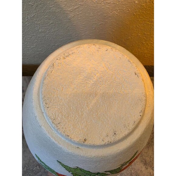 Signed Handcrafted White Textured Vase Red Poppy Floral 10" Tall H.O. - Picture 8 of 10